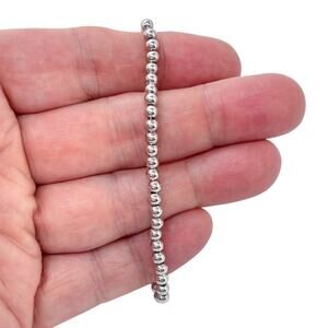 Estate Sterling Silver 925 Adjustable Ball Bead Chain Bracelet 4–9”